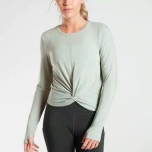 Athleta Essence Twist Top in Opal Green women’s size XS